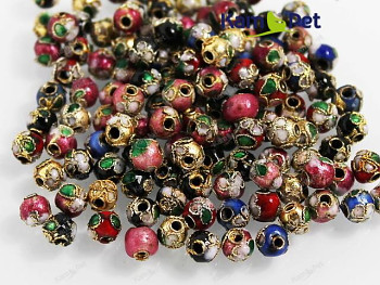 Pestrobarevné korálky  Cloisonné kuličky 8mm, bal. 5ks